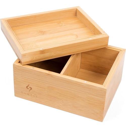 Subtle Bamboo Storage Box with Convertible Magnetic Lid - Discrete & Smell-Resistant Multipurpose Storage - (7" x 5.4" x 4.20")