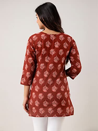 Image of feranoid Women Cotton Printed Straight Short Kurti