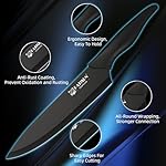 16 Pieces Kitchen Knife Block Set with Cutting Board, German Stainless Steel Knife Set with Sharpener, Dishwasher Safe, Anti-Slip Handle, 6 Steak Knives, Black - Image 3