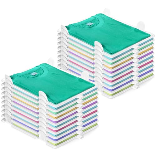 BoxLegend T-Shirt Organizer Stapelbar Closet Organizer Erwachsene und Kinder Kleiderschrank Organizer Stapelbar für T Shirt Hemden 20 Stück