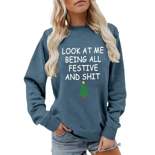 Image of Women's Festive Crewneck Sweatshirt Navy