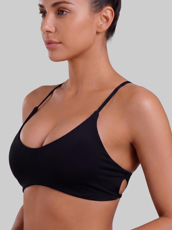 Sunzel Sports Bra for Women, V Neck Strappy Crisscross Open Back with Removable Pads Low Impact Bra for Workout Yoga Pilates