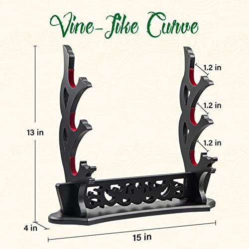 Ekkhysis Vine Sword Stand 3-Tier Padded Hook Katana Stand Holder Display Hanger for Tanto Rapier Light Saber Samurai Sword Cosplay Blade Tanjirou Demon Slayer Genshin Impact Weapon Display Stand (3-tier)