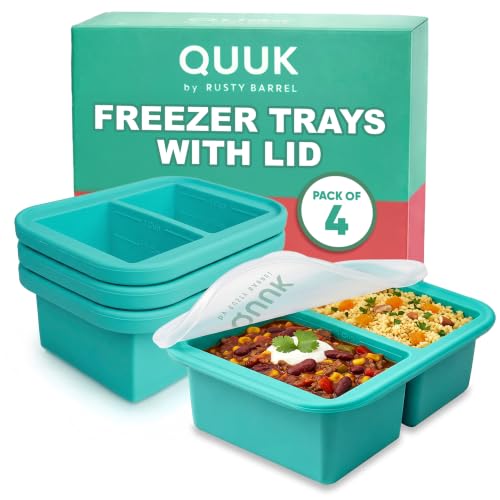 QUUK Silicone Freezer Tray Moulds with Lid 250ml (1 Cup) Portions Stackable Food Storage Containers for Meal Prep Soup Sauce & Batch Cooking BPA Free Easy Release - Souper Cubes