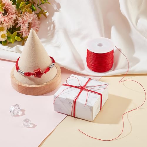 PH PandaHall 0.5mm Red Waxed Cord,116 Yards Round Waxed Polyester Cord Twine Thread Beading String Spool for Bracelet Necklace Rope Jewelry Making Braiding Macrame Chrismas Decor