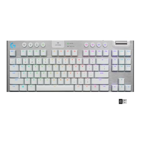 Teclado Mecânico Gamer Sem Fio Logitech G915 TKL com RGB LIGHTSYNC, USB ou Bluetooth, Controles de M