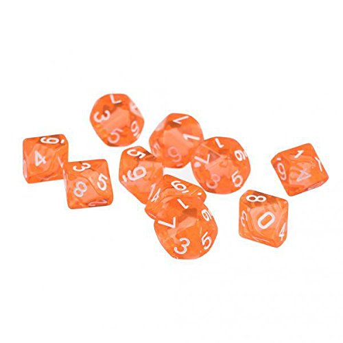ATORSE Toy D10 Ten Sided Gem Dice for RPG Dungeons Dragons Games Set of 10 Dice Orange-Toys & Hobbies-Games-Role Playing Games-Dungeons & Dragons-Accessories & Dice-image-0