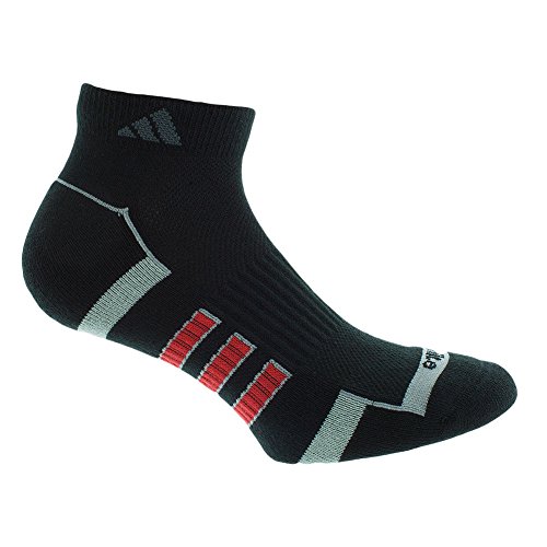 adidas Men's Climalite II Low Cut Sock (2-Pair), Black/Aluminum 2/Light Scarlet, Size 6-12
