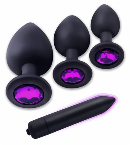 Anal Plug Set 3 Pcs – Jewel Butt Plug – Anal Sex Toys – Silicone But Plug For Men & Women, Anal Plugs Trainer – Gay Sex Toys Sex Massager, Buttplug Tail Anal Toys , Black Plug Anal #TOP17
