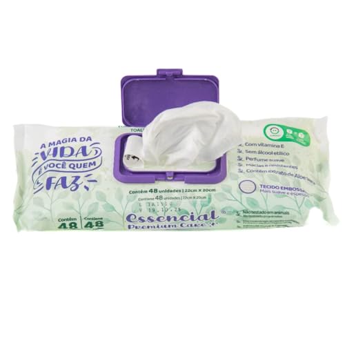 12 Pacotes Toalhas Umedecidas Adulto 48fls - Essencial Premium Care