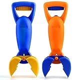 2 Pack Plastic Sand Grabber Claw Scoops for Sand Beach 14.5 Inch Sand Digger Claw Beach Grabber with...