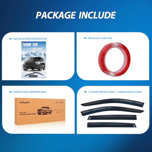 Image of Nilight Tape-On Rain Guards for Subaru Crosstrek 2024-2025, 4PCS