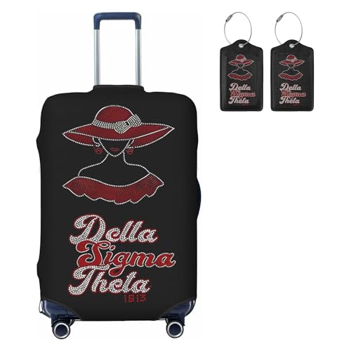 Elastic Washable Travel Luggage Cover Set With 2 Personalized Leather Tags Full Protection Suitcase Cover Sorority Gifts for Women XL Style-14