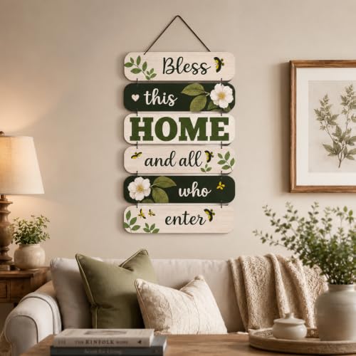 Image of Zesta Wooden Wall Hanging Decorative Items /Hanging Home Wall Decor Items /MDF Decoration Items for Home /Cute Wall Art For Living Room /Home Decor Items Living Room (Bless This Home)