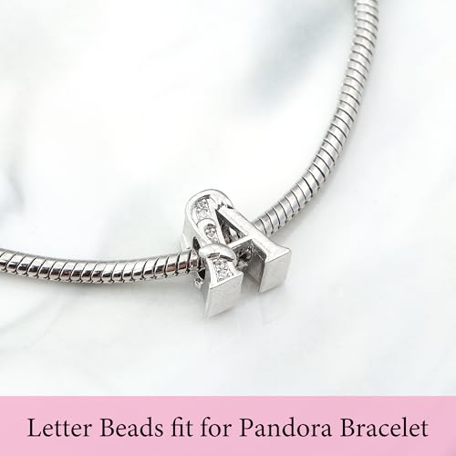 925 Sterling Silver Letter Charms for Pandora Bracelets Letter A Charm Alphabet Initial Beads Jewelry Gift for Women Girls4