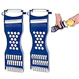 2 Stück 6-In-1 Streifenschäler,Gemüse Schneider,Einfaches Raspeln/Schneiden/Schälen Gemüsehobel Kartoffelschäler Julienneschneider Für Obst & Gemüse (Blau)