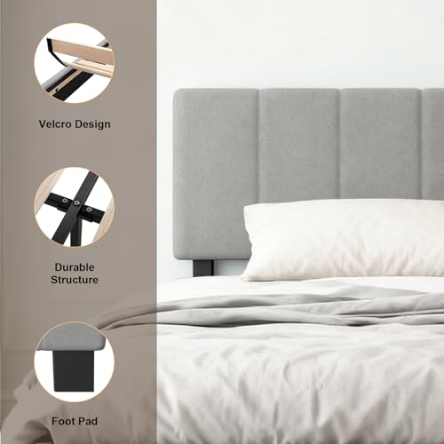 Letto Singolo 90 X 200 Cm, Struttura Letto Con Testiera Imbottita, Struttura In Metallo Con Doghe In Legno, Silenzioso, Spazio Sotto Il Letto, Aspetto Elegante, Si Adatta A Tutti Gli Ambienti - 5