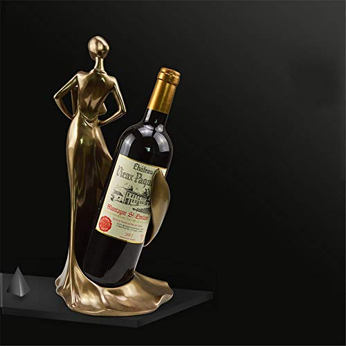 Soporte para botellas de vino de resina color latón 16x17x36cm miniatura 3