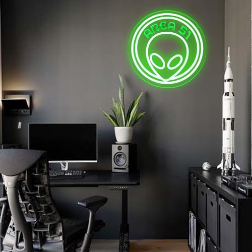 Image of AREA Fifty-One Neon Sign Alien Neon Light USB Powered 3D Art Carving Design NeonLED Desktop Wall Decoration Various Parties Decoration Of Business Premises