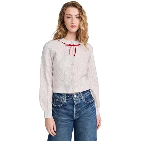 WAYF Women's Signature Cardigan, Oatmeal, Off White, Grey, XS Cover