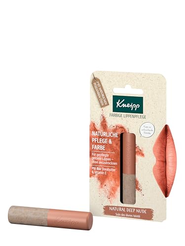 Kneipp Farbige Lippenpflege Natural Deep Nude - Mit Bio Sheabutter & Vitamin E - Für gepflegte getönte Lippen ohne auszutrocknen - 3,5 g