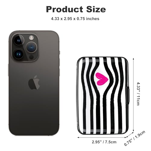 Image of ELFISH Mini RFID Aluminum Wallet Credit Cards Holder Business Card Case Metal ID Case for Men Women (Eye heart)