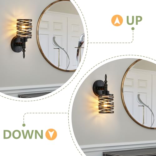 Image of Brushed Bronze Vanity Light, 1-Light Bathroom Light Fixtures Over Mirror, Modern Wall Sconce with Metal Cage, Industrial Wall Mount Lamp for Hallway Porch Bedroom, Kitchen Living Room