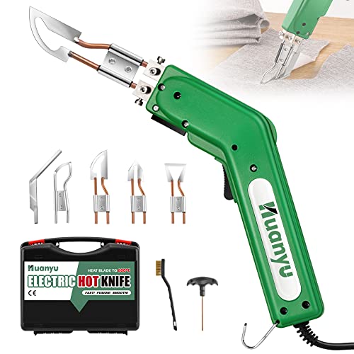 Huanyu Cuchillo caliente eléctrico Cortador de espuma con 4 cuchillas Cortador de tela de cuerda Herramienta de corte de poliestireno 50 600℃, 100W Kit de corte portátil para fibra de tela esponjosa