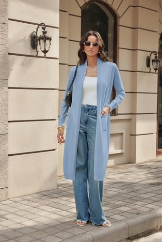 Image of GRACE KARIN Essential Solid Open Front Maxi Long Knitted Cardigan Sweater for Women