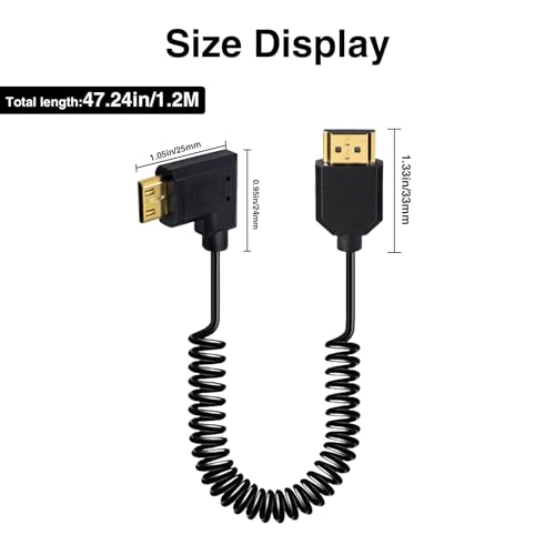 Cable mini HDMI angular Duttek que evita tirones en cámaras y videocámaras 6
