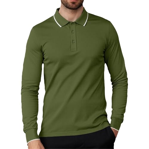 Mesh Polo Shirts for Men Long Sleeve Quick Dry Performance T-Shirts Button Golf Shirt with Pocket Summer Tops Tees Playera Polo para Hombre(Z01-Green, M)