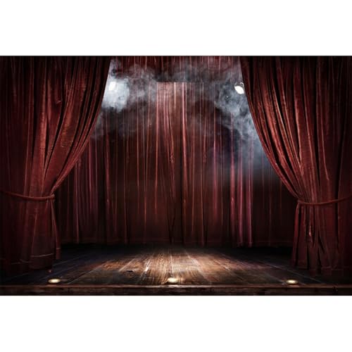Fond de photographie de scène YongFoto 4,5x3m rideau rouge et bois