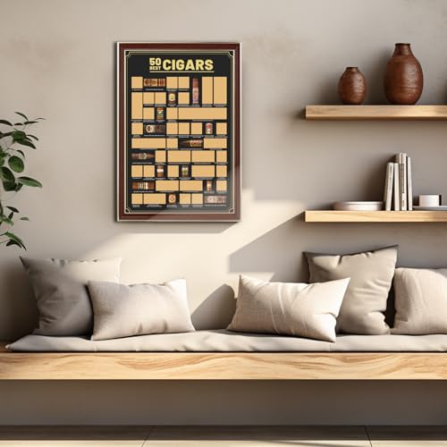 EIHFHIE Cigar Bucket List Scratch Off Poster,Top 50 Cigar List,Gift For Cigar Lover, Cigar Collectors,Bar & Pub,Man Cave or Game Room (12x18 In) - Image 7