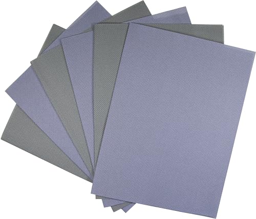 Image of KCS 6 pc of 12 inch x 18 inch(30cmx45cm) 14CT Counted Cotton Aida Cloth Cross Stitch Fabric (Light Steel Grey+Medium Grey)