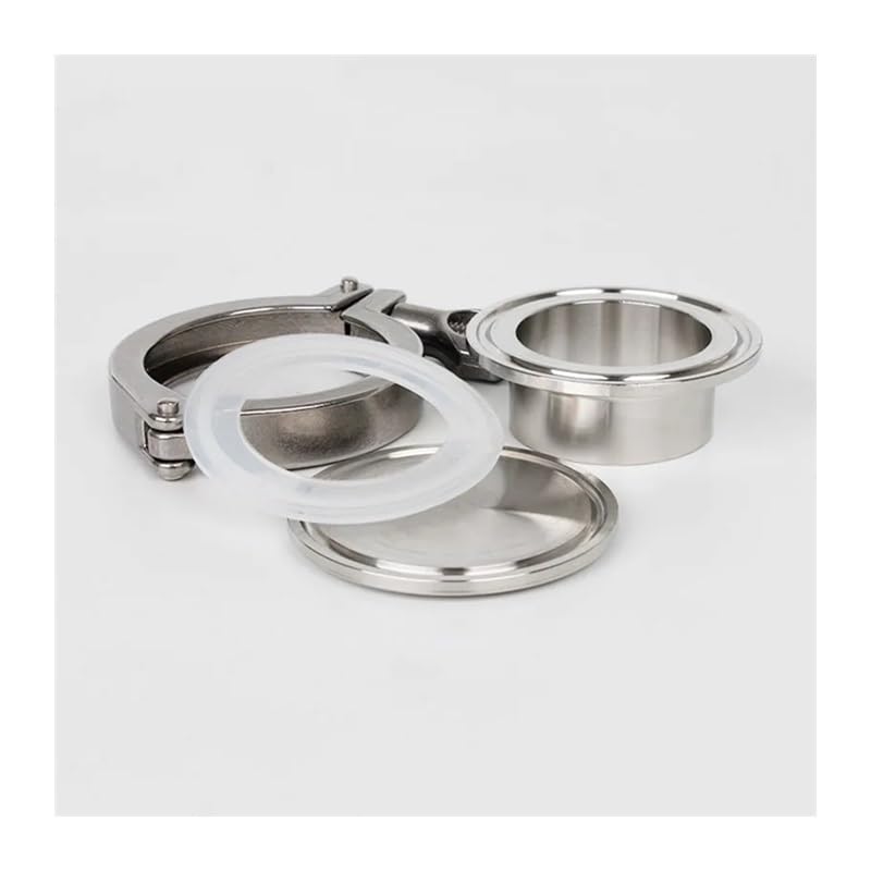 304 Stainless Steel Pipe Fitting Connector Adapter Coupling Set Weld Ferrule + Tri Clamp + Silicon Gasket + End Cap AUOQKQUT(102mm Ferrule 119mm)