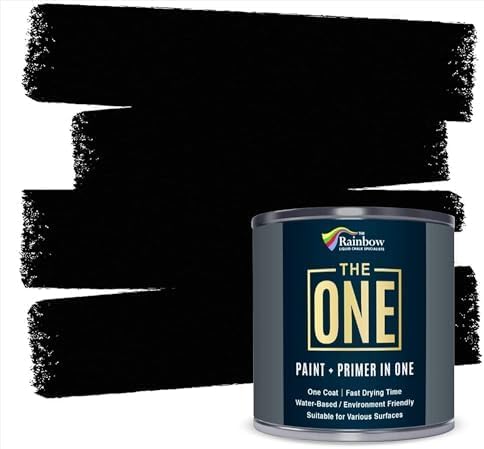 THE ONE All-In-One Paint & Primer - Black Matt, 250 ml | Multi-Surface 1 Coat Formula | Easy Indoor & Outdoor Decorating for Home & Garden Walls, Floors & Furniture | Durable, Water-Based & Low VOC