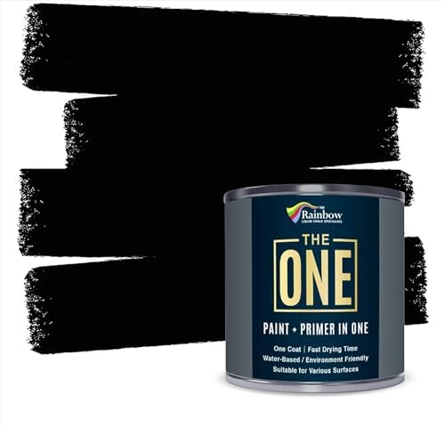 THE ONE All-In-One Paint & Primer - Black Matt 250 ml | Multi-Surface 1 Coat Formula | Easy Indoor & Outdoor Decorating for Home & Garden Walls Floors & Furniture | Durable Water-Based & Low VOC