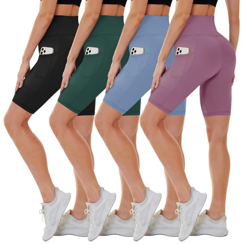 Image of CAMPSNAIL 4 Pack Biker Shorts for Women High Waist - 5 inch /8 inch Tummy Control Soft Athletic Yoga Workout Running Gym Shorts