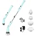 Produktbild Homitt Spin Scrubber Ersatzbürsten Elektrische Reinigungsbürste Schnurlos mit 4 Bürstenköpfe & Verlängerungsstange, Weiß&hellblau, Blau