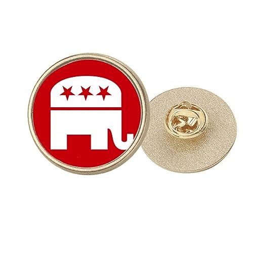 Broche ronde éléphant américain en métal doré rouge taille M pour costume