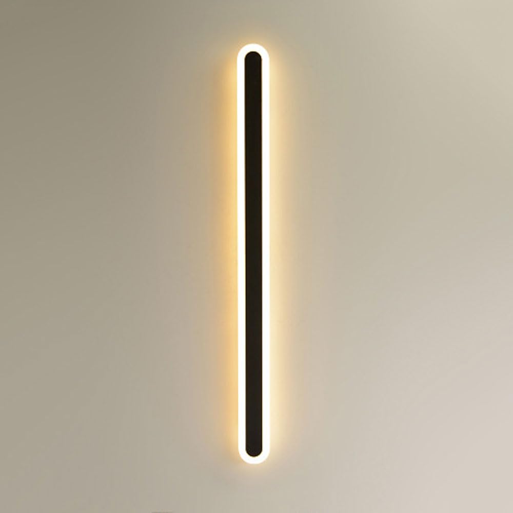 Apliques LED negros mate de pared con tija lineal de 40cm y tres tonos de luz