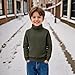 Ikevan Boys Girls Turtleneck Sweatshirts Kids Thermal Knit Sweaters Plain Long Sleeve Fall Winter (Green, 3-4 Years)