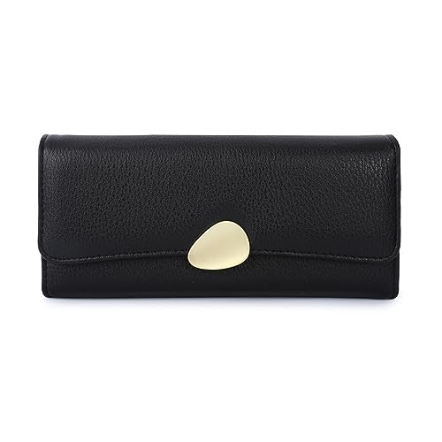 Mokoze Trifold Wallet Women, Clutch Wallet with PU Leather Zip Pocket Large Capacity Ideal Accessory for Gifts, Everyday Life and Business Occasions（Black）