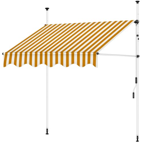 Melko Sonnenmarkise Balkon 250 cm Klemmmarkise Weiß/Orange Balkomarkise ohne Bohren Fenstermarkise