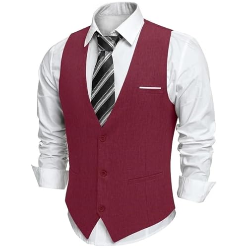 Men's V-Neck Suit Vest With Pockets – Formal & Casual Waistcoat For Wedding, Business, Tuxedo & Office Wear3