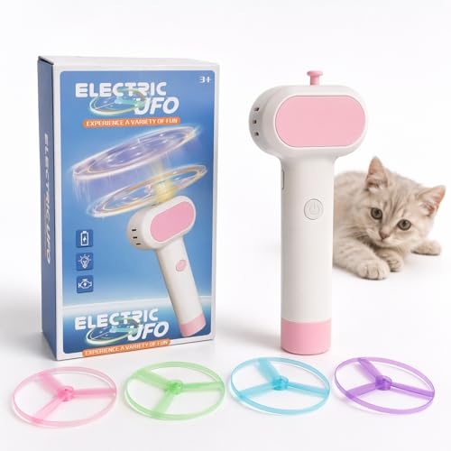 BAVION Cat Fetch Toy One-Touch Automatic Launcher Up to 20m Range No Winding Needed USB-C Rechargeable Flying Disc Toy Interactive Cat Toy Indoor Outdoor Use