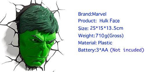 Jessecos Marvel Avengers HULK Head Gesicht Kopf 3D Deco - Lampada da parete da notte - Image 6