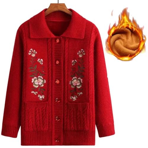 Women's Thick Warm Long Sleeve Cardigan with Pockets for Middle-Aged Mother Retro Embroidered Turn Down Collar Knitted Coat2