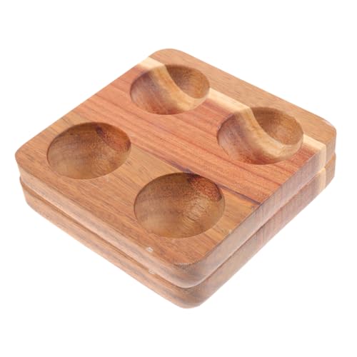 Cabilock 2pcs Wooden Egg Tray Hen Egg Storage Rack Egg Storage Organizer Chicken Egg Holder Fridge Egg Container Egg Fixing Holder Egg Rack Egg Trays for Deviled Eggs Egg Stand Rubber
