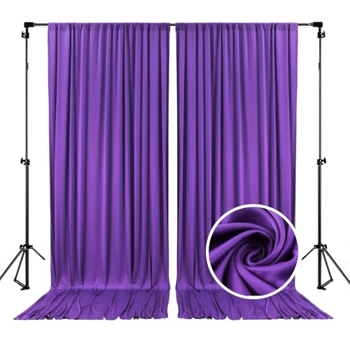 Image of 10 x 7 Feet Purple Backdrop Curtain for Partie, Background Curtains for Photoshoot, Birthday, Wedding, Halloween, Thanksgiving, Christmas, New Year Party Decorations 5Ft x 7Ft, 2 Panels